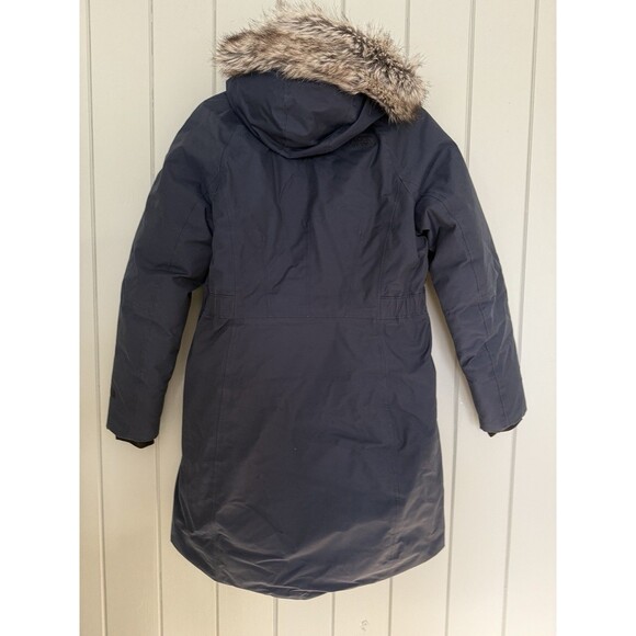 The North Face Arctic Parka Women's L Large Navy Blue Down Hooded Jacket Warm - Picture 9 of 11